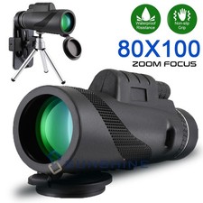 80X100 Phone Camera Zooming Lens Monocular Telescope HD Hiking Hunting w/ Tripod