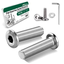 30 Pcs 1/4-20 X 1 Flat Head Socket Cap Screws, Fully Threaded Furniture Connecto