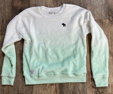 Girls Abercrombie Kids White/Green Hombre Super Soft Sweatshirt Sz 15/16