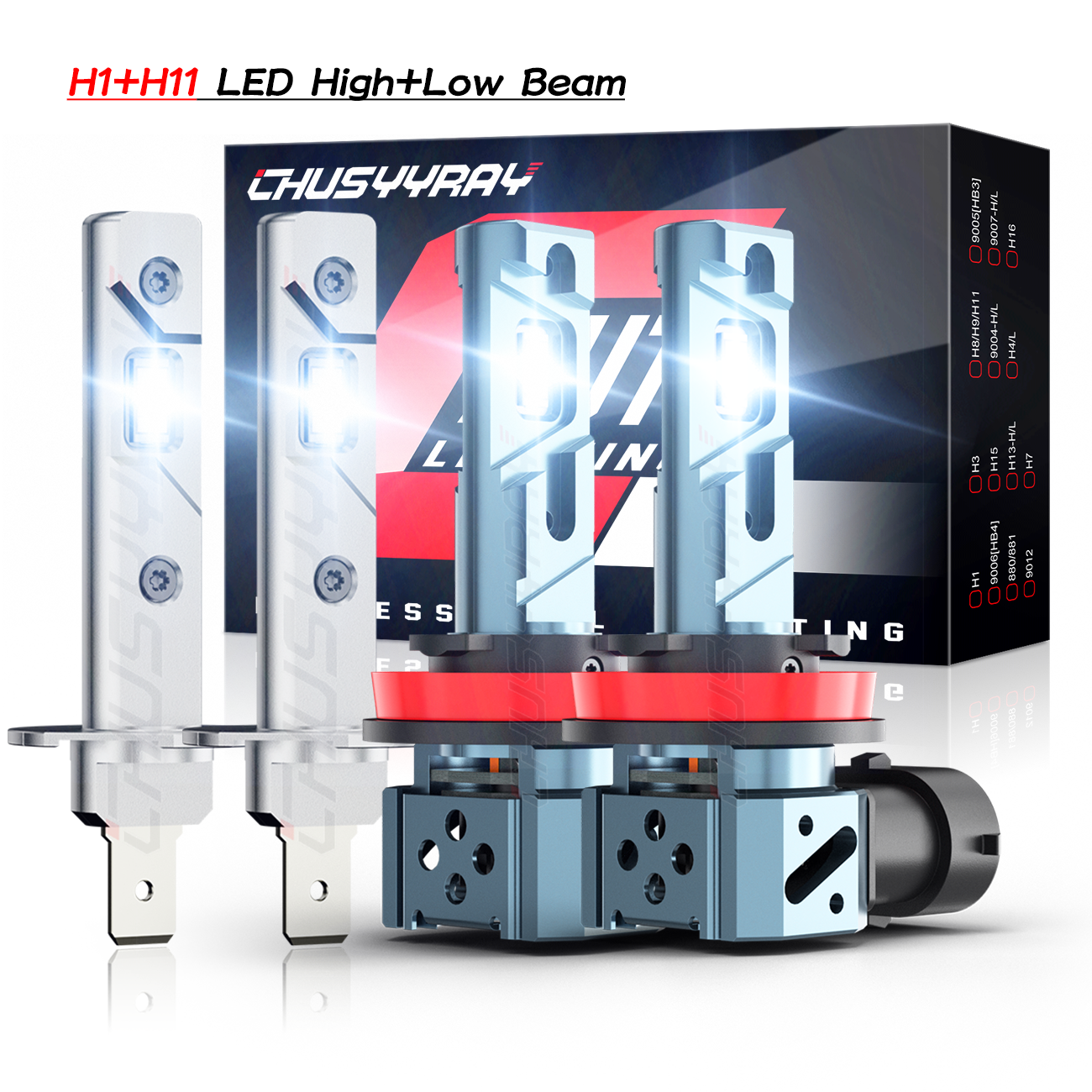 2009-2010 Hyundai Sonata LED Headlight Bulbs H1 & H11 High/Low Beam