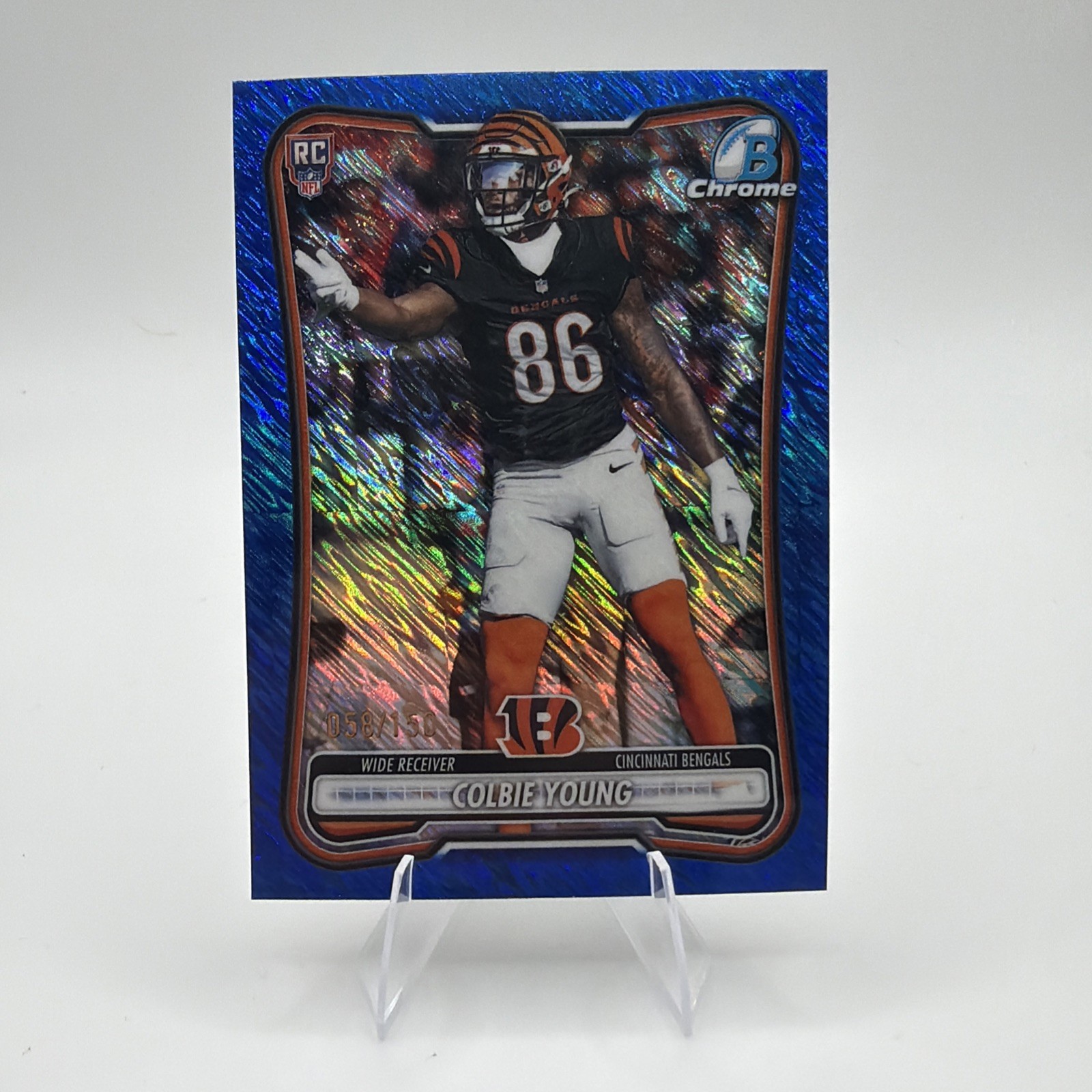 Topps Bowman Chrome 2026 Colbie Young Blue Shimmer /150 RC  #BCV-153 Bengals