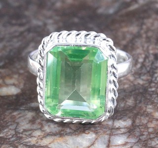 25.70 Ct Natural Green Peridot Emerald Cut Gems Certified Men's Ring Tariff Free