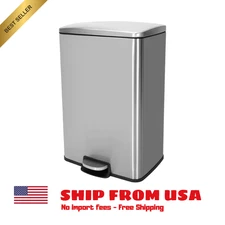 Innovaze 13 Gal./50 Liter Rectangular Stainless Steel Step-on Trash Can for Kitc