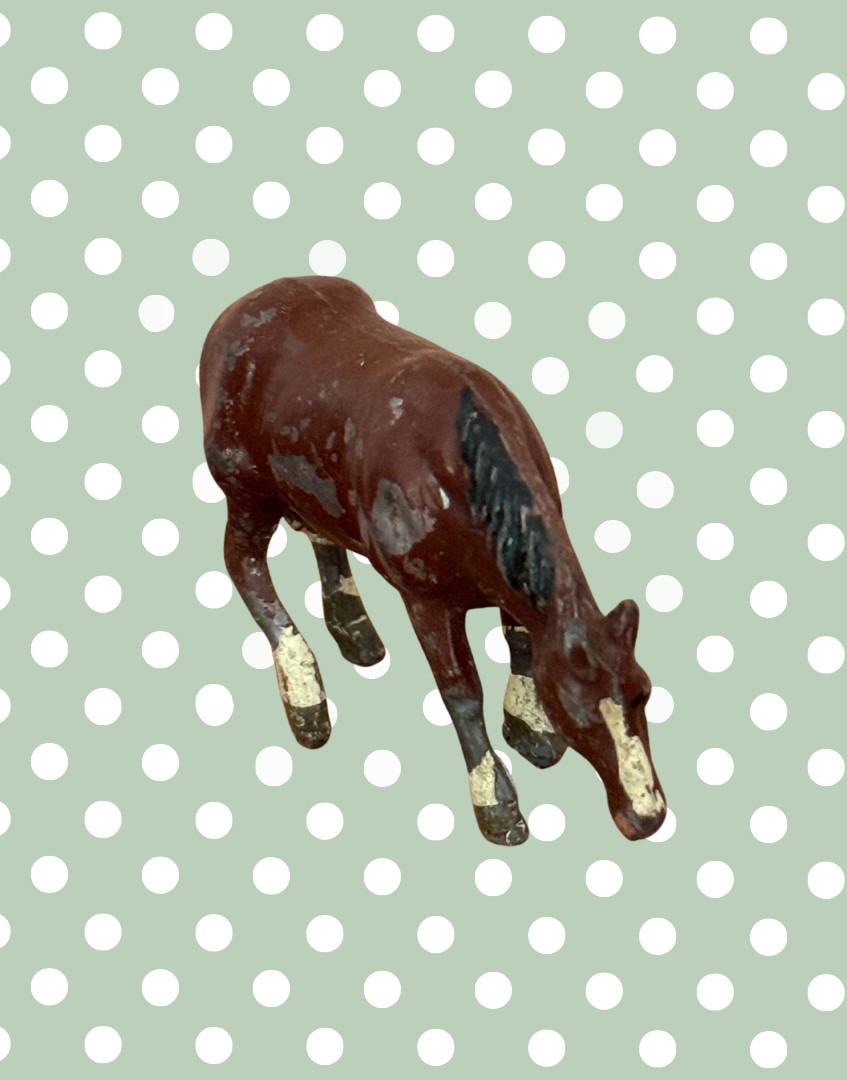 Vintage Medium Standing Chestnut Horse Figurine | 1920s John Hill & Co Lead Toy