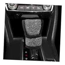 Diamond Car Shift Knob Cover, Shining Crystal Car Gear Shifter Leather White