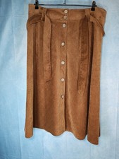 Joe Browns Button Front Rust Brown Corduroy Cord Skirt Tie Waist Size UK 18