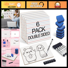 6 Pack Mini Dry Erase Boards 9"x12" Double Sided Whiteboards for Kids  Classroo