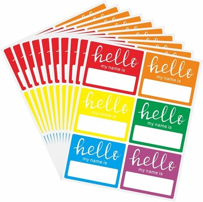 60 Pcs Hello My Name is Stickers Bright Colorful Trendy Name Badge Tag Labels fo