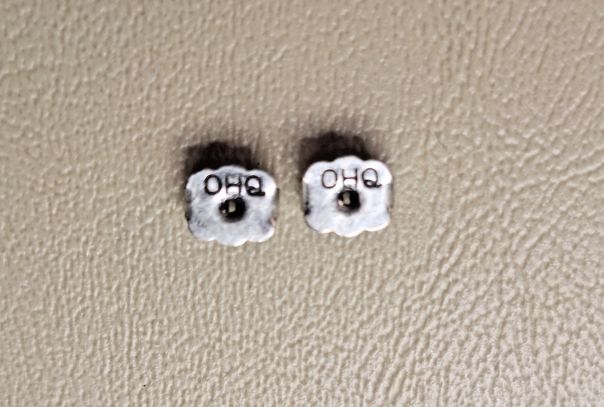 Vintage OHQ Silver-tone Amber & Clear Rhinestone Gems Stud Pierced