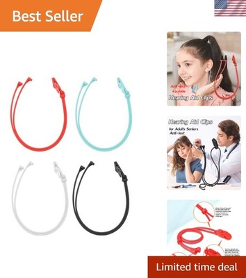 4 Pcs Hearing Aid Clips, Hearing Aid Holder, Colorful Adjustable Hearing Aid ...