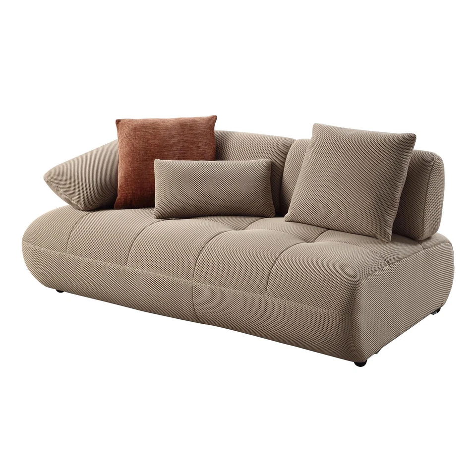 Sofá seccional tapizado de tela de malla ACME Carrick con 6 almohadas en beige Foto 4 de 4