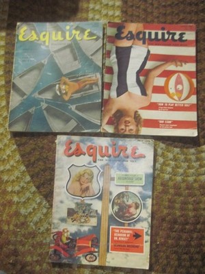 3 Old ESQUIRE Men's Magazines: Aug. 1953 / Aug. 1952 / June 1950
