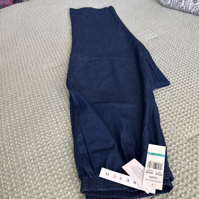 Alfred Dunner Women’s Size 16P Stretch Medium Blue Denim Pants NWT