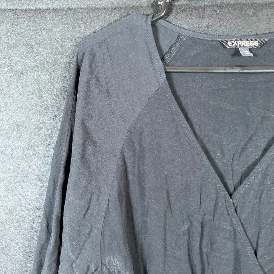 Mameluco Express para mujer negro manga larga elegante fluido 100 % rayón pequeño Foto 4 de 4