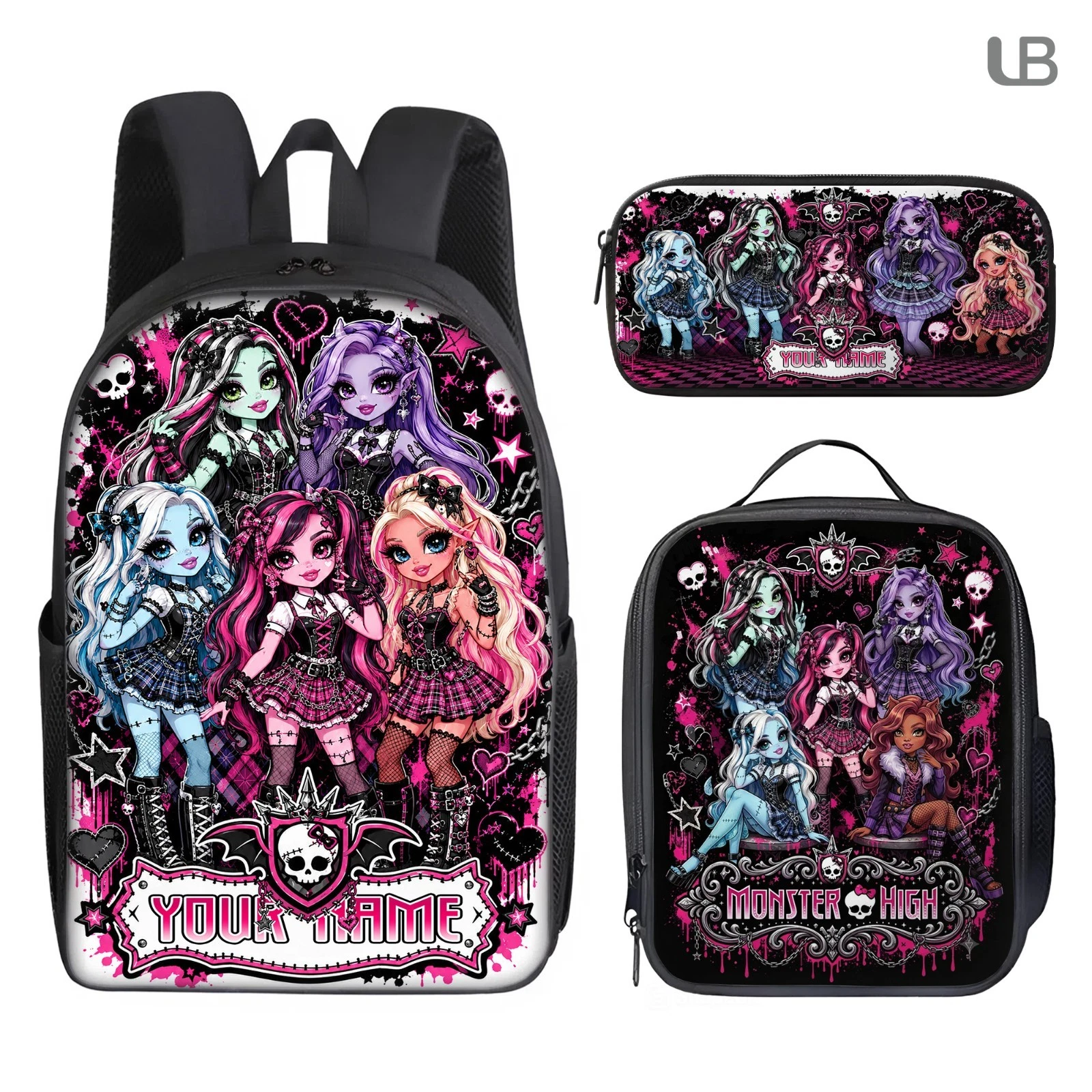 Personalized Monster Inspired Kids Backpack Set, Custom Name School Bag