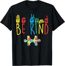Be Kind Hand Sign Language Puzzle Autism Awareness Unisex T-Shirt