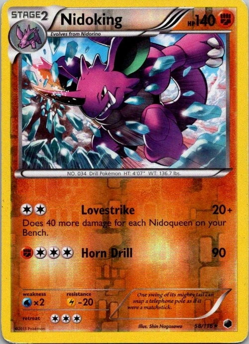 Nidoking 58/116 Plasma Freeze Rare LP Pokemon TCG