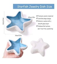 Blue Starfish Jewelry Dish Tray - Ceramic Ring and Trinket Holder