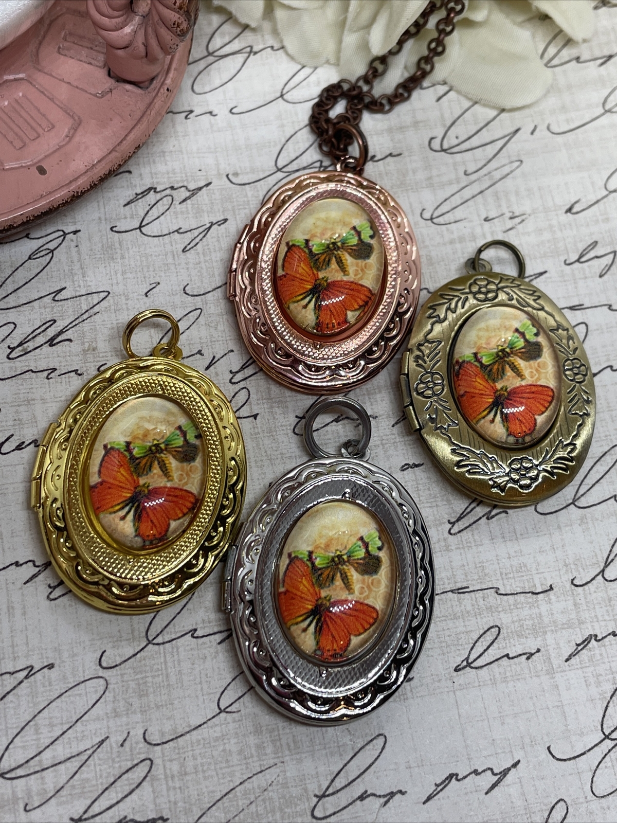 Silver Dragonfly Butterfly Mother’s Day Locket Necklace Pendant Unique Wedding