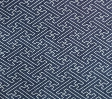 Navy Blue Japanese Cotton Shirting w/ Silver Eternity/Family Prosperity Print