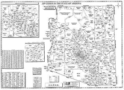 Arizona State Laminated Zip Code Wall Map | eBay