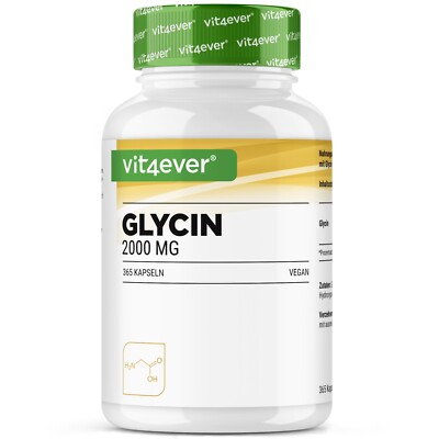 Glycin - 365 Kapseln (vegan) - Hochdosiert mit 1000 je Kapsel - hohe Reinheit
