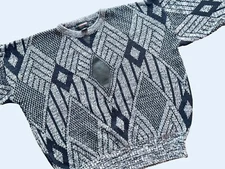 Vintage Exchange Unlimited 90s Faux Leather Patch Sweater Sz M