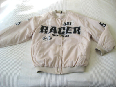 H&M Bomber JACKE Oversize beige mit Print RACER XS NEU NP 50