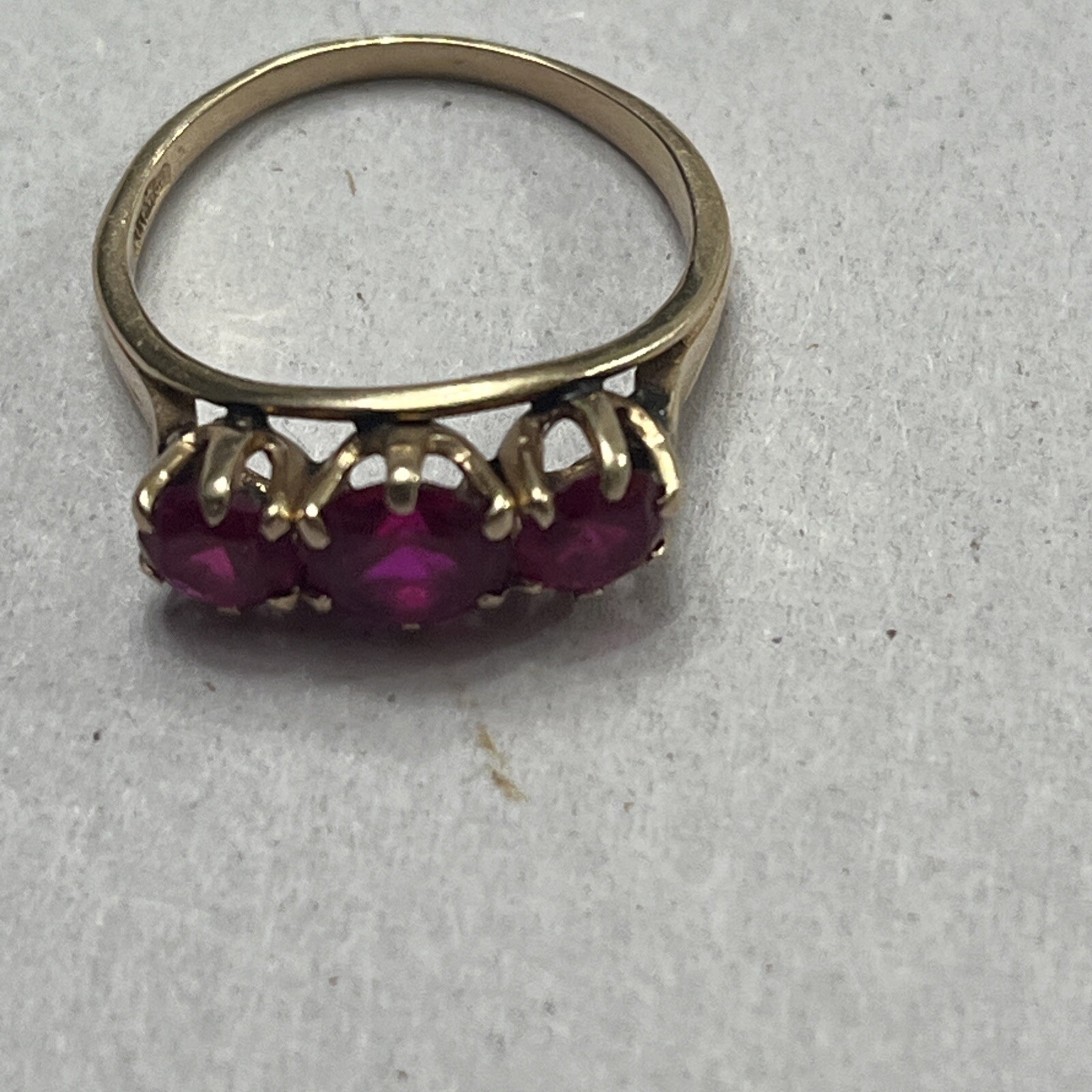 14kt Solid Gold Lab Created Ruby Ring Sz 7 - image 6