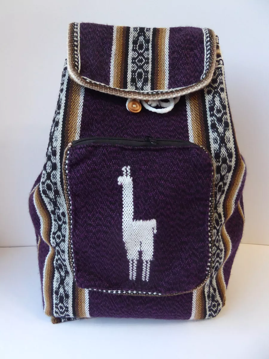 New Purple Alpaca Knit Backpack Handmade in Peru with Llama Design  Lightweight | eBay