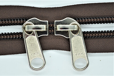 Zipper 10 mm Spiral X - Shape Brown 2 Silver Sliders
