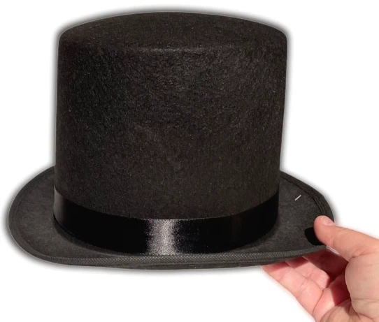 SOMBRERO DE COPA FIELTRO CAMPANA NEGRO Steampunk Magic Lincoln Magician Adult President  Foto 3 de 4