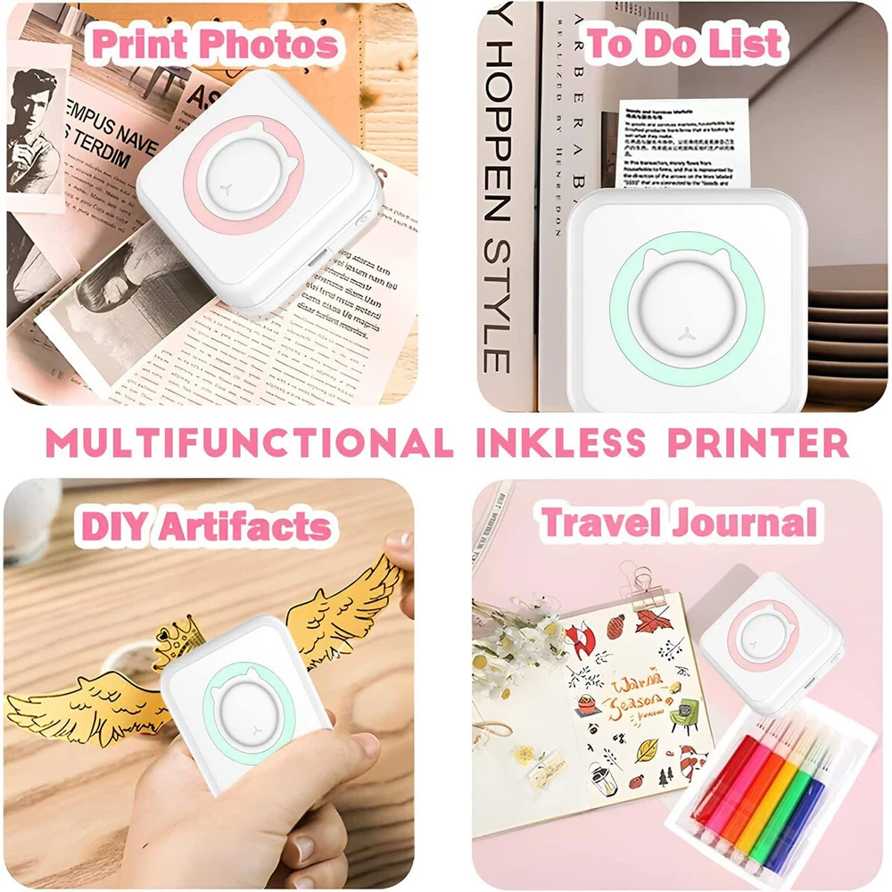 Portable Mini Thermal Printer Label Photo Printer Wireless Bluetooth Printing