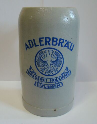 Jarra de cervecería Adlerbräu señor Holzherr Eislingen antigua 0,8 L cervecería  - Imagen 1 de 3