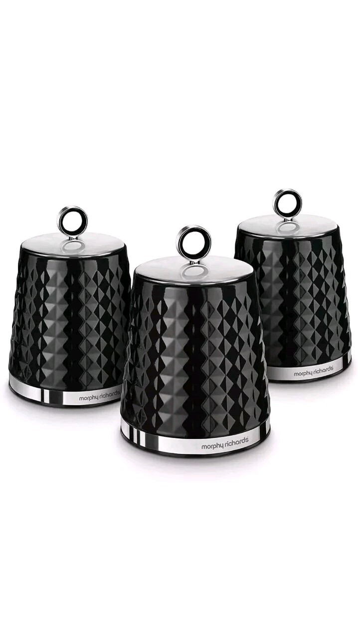 Morphy Richards Storage Canisters - Black, Pack of 3 for sale 