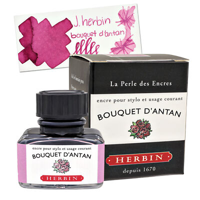 J. Herbin Bottled Fountain Pen Ink 30mL Bouquet d'Antan (Bouquet Yesterday Pink)