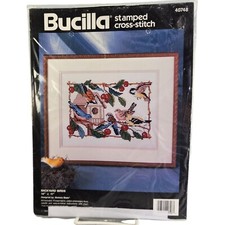 Bucilla Backyard Birds Stamped Cross Stitch Kit Colorful Birdhouse Baatz Sealed
