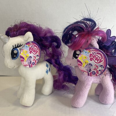 My Little Pony Lot of 2 2014 Rarity, Princess Twilight Sparkle Plush NWT 7 inch