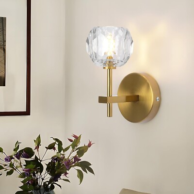 Moderne Kristall Wandleuchte, Messing gebürstet, Kristall Wandlampe für Bett