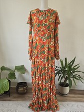 Mango 100% Silk floral print float maxi dress Size S