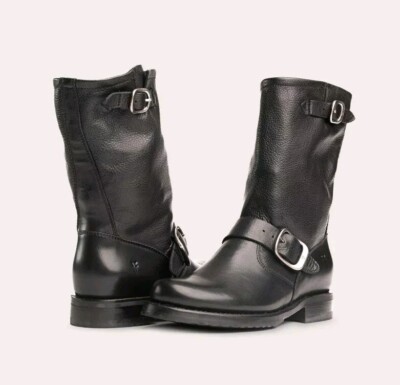 $258 NeW FRYE VERONICA SHORT Leather Buckle & Vert Zip Motorcycle