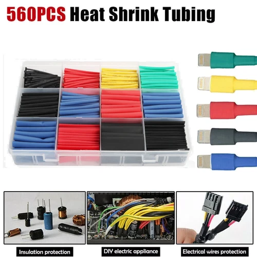 560x 2:1 HEAT SHRINK TUBING TUBE SLEEVING WRAP CABLE WIRE 5 COLORS 12 SIZES US