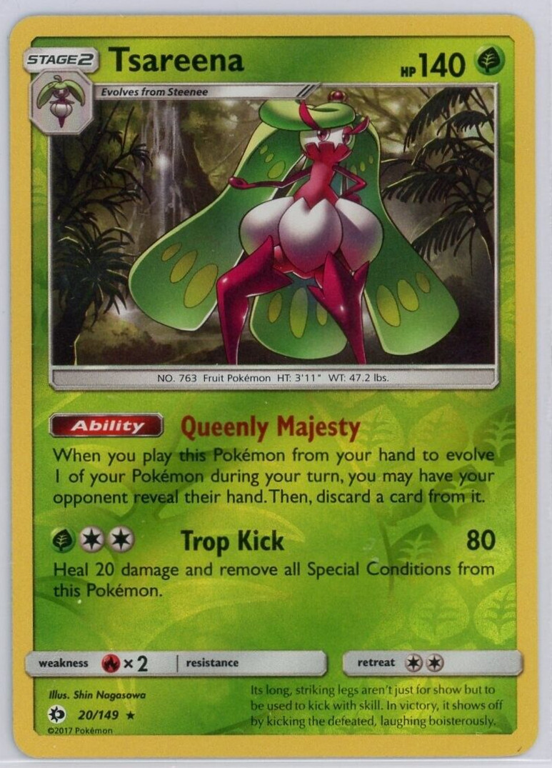 Pokemon TCG Tsareena Sun & Moon Base 20/149 Reverse Holo Rare