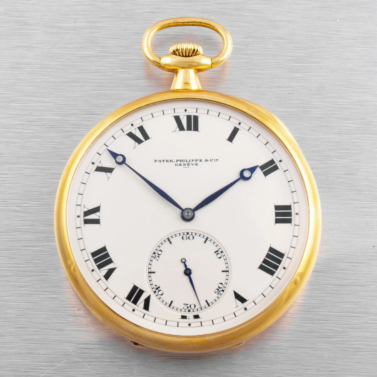 Antique 1917 Patek Philippe Solid 18k Gold Open Face Pocket Watch 52mm PAPERS