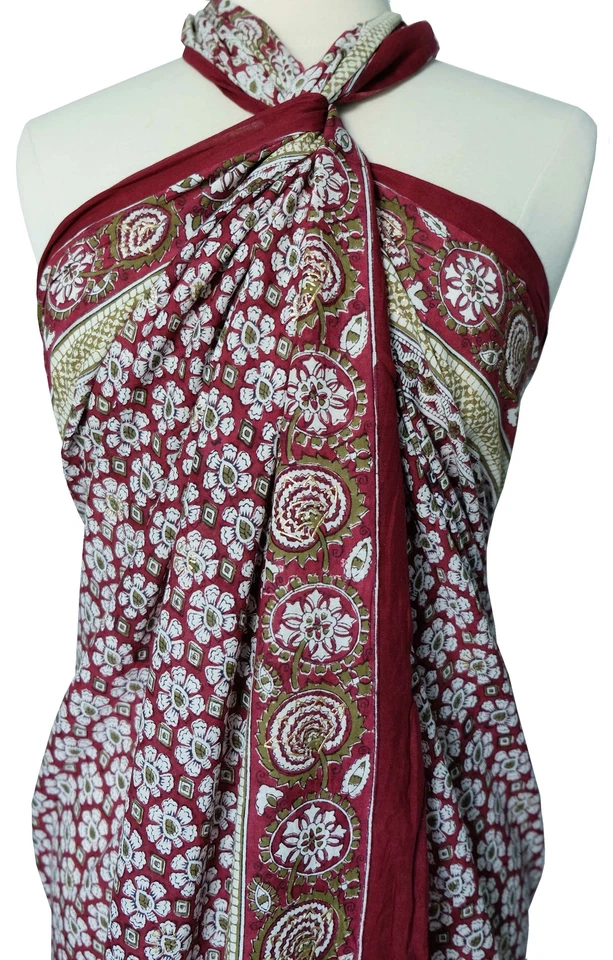 Sarong estampado a mano - Be Daisy - 100 % algodón Foto 4 de 4