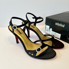 VTG, Unlisted Women's 8.5 Black Big Town Heels Y2K Shoes w/ Rhinestone Buckles