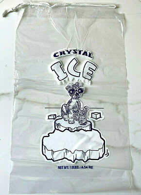 #ad 500 bag pc CRYSTAL 10 LB LBS Plastic Ice Bags Commercial Quality With Drawstring $54.99