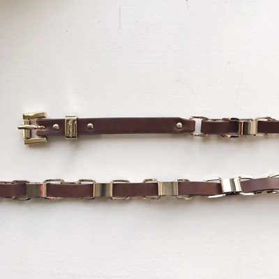 MICHAEL KORS Belt Gold Tone Chain Link Belt Leather Belt