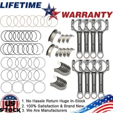 8X Floating Pin Connecting Rods & Bearings Piston Rings For Chevy GM 5.3L Gen IV