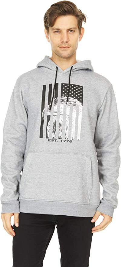 Мужской пуловер с капюшоном Bronze Eagle, толстовка в патриотическом стиле США, светло-серый, размер XLarge
